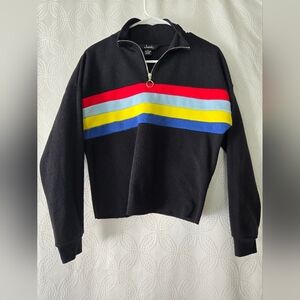 90s Oversized Raw Egde Colorful 3/4 Zip Unisex Sz S